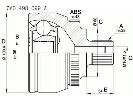 7M0498099A Transmission Parts C.V Joint