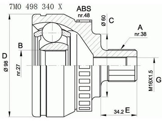 7M0498099 Transmission Parts C.V Joint